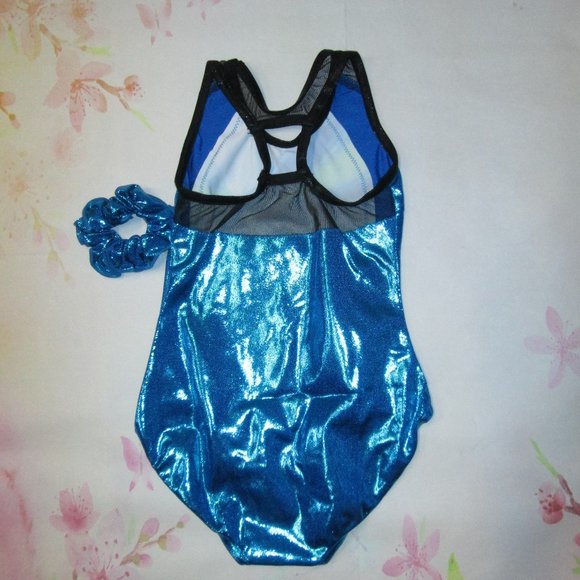 New Leotard Size IC 6-7 Child Gymnastics Metallic Peacock Blue Tank Dance Balera - Picture 4 of 5